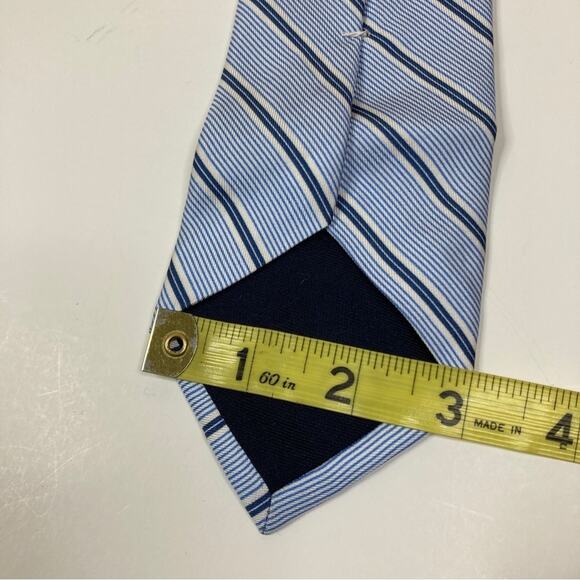 3/$30 Saks Fifth Avenue | Blue White Stripe Silk Necktie LONG - Picture 4 of 7